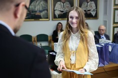 L. Żaczek na uroczystości wręczenia nagrody w Ogólnopolskim Konkursie Studenckim „Przestrzeń dla wszystkich” ,